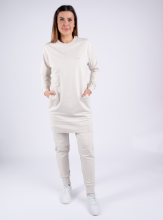 Moniel kojící tepláková souprava s dlouhou mikinou vel. L a XXL Basic Light Beige