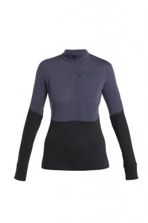 Dámská merino mikina ICEBREAKER Wmns 200 Realfleece Descender LS Half Zip, Graphite/Black velikost: L