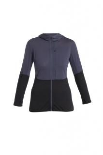 Dámská merino mikina ICEBREAKER Wmns 200 Realfleece Descender LS Zip H, Graphite/Black velikost: L