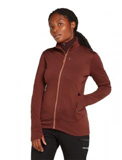 Dámská merino mikina ICEBREAKER Wmns 260 Quantum IV LS Zip, Port/Cedar Wood velikost: L