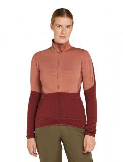 Dámská merino mikina ICEBREAKER Wmns 400 RealFleece Descender LS Z, Cedar Wood/Port velikost: L