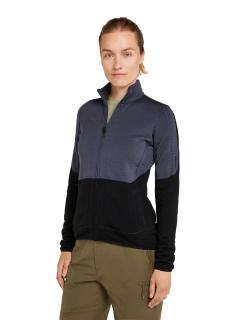 Dámská merino mikina ICEBREAKER Wmns 400 RealFleece Descender LS Z, Graphite/Black velikost: L