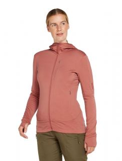 Dámská merino mikina s kapucí ICEBREAKER Wmns 260 Quantum IV LS Zip Ho, Cedar Wood velikost: L