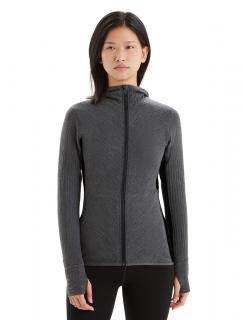 Dámská merino mikina s kapucí ICEBREAKER Wmns Descender LS Zip Hood, Jet Heather/Black velikost: L