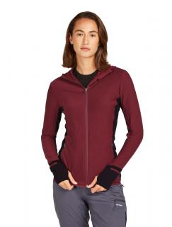 Dámská merino mikina s kapucí ICEBREAKER Wmns Descender LS Zip Hood, Port/Black velikost: L