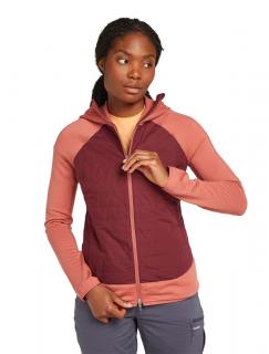 Dámská merino mikina s kapucí ICEBREAKER Wmns Quantum Hybrid LS Zip Hoodie, Cedar Wood/Port velikost: L