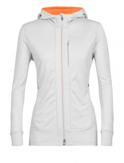 dámská mikina s kapucí, zip ICEBREAKER Wmns Quantum III LS Zip Hoodie, Ether/Flash velikost: XS