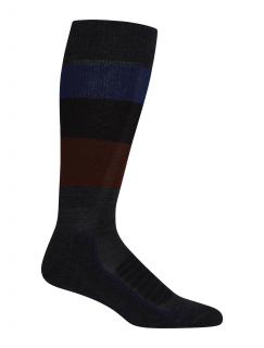 dámské merino ponožky ICEBREAKER Wmns Ski+ Medium OTC Wide Stripe, Jet Heather/Royal Navy/Black velikost: 38-40 (M)