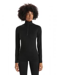 Dámské merino tričko s dlouhým rukávem ICEBREAKER Wmns 200 Oasis LS Half Zip, Black velikost: L