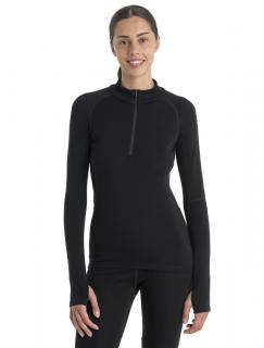 Dámské merino tričko s dlouhým rukávem ICEBREAKER Wmns 300 MerinoFinePolar LS Half Zip, Black velikost: L