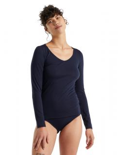 Dámské merino tričko s dlouhým rukávem ICEBREAKER Wmns Siren LS Sweetheart, Midnight Navy velikost: XL