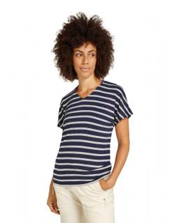 Dámské merino tričko s krátkým rukávem ICEBREAKER Wmns M 125 CL Drayden Reverse SS Top Strip, Midnight Navy/Snow velikost: M