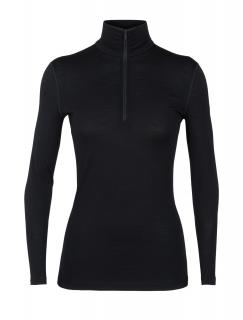 dámské merino triko dlouhý rukáv 1/2 zip ICEBREAKER Wmns 200 Oasis LS Half Zip, Black velikost: L