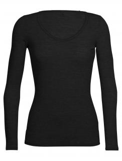 dámské merino triko dlouhý rukáv ICEBREAKER Wmns Siren LS Sweetheart, Black velikost: XL