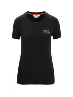 Dámské merino triko krátký rukáv ICEBREAKER Wmns Central Classic SS Tee Caravan Life, Black velikost: M