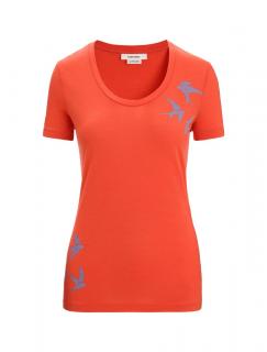 Dámské merino triko krátký rukáv ICEBREAKER Wmns Tech Lite II SS Scoop Tee Swarming Shapes, Vibrant Earth velikost: S