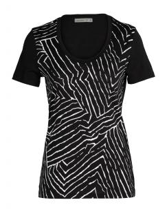 dámské merino triko krátký rukáv ICEBREAKER Wmns Tech Lite II SS Scoop Tessellated PaveMt, Black velikost: XS