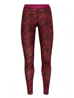 dámské spodky ICEBREAKER Wmns 200 Oasis Leggings Lichen, Black/Cherry/Flash/Aop velikost: XS