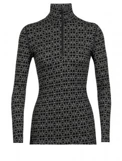 dámské triko dlouhý rukáv ICEBREAKER Wmns 250 Vertex LS Half Zip Alpine Geo, Black/Snow/J velikost: XS