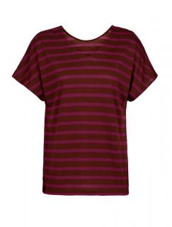 dámské triko krátký rukáv ICEBREAKER Wmns Drayden Reversible SS Top Stripe, Espresso/Cherry/S velikost: XS