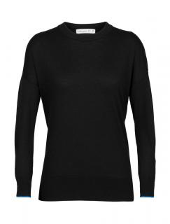 dámský svetr ICEBREAKER Wmns Shearer Crewe Sweater, Black/Lazurite velikost: XS