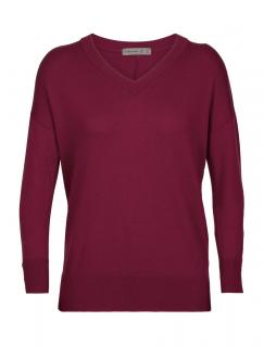 dámský svetr ICEBREAKER Wmns Shearer V Sweater, Cherry velikost: L