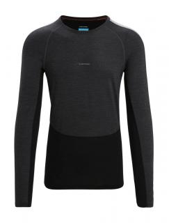 ICEBREAKER Mens 125 ZoneKnit LS Crewe, Jet Heather/Black/Metro Heather velikost: L