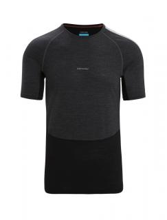 ICEBREAKER Mens 125 ZoneKnit SS Crewe, Jet Heather/Black/Metro Heather velikost: L