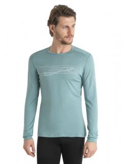 ICEBREAKER Mens 200 Oasis LS Crewe Ski Stripes, Cloud Ray (vzorek) velikost: M