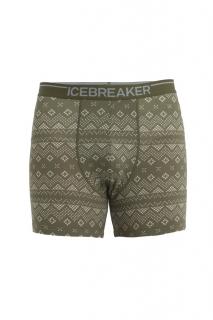 ICEBREAKER Mens Merino 150 Anatomica Boxers First Snow, Loden/Snow/Aop velikost: S