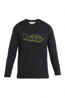 ICEBREAKER Mens Merino 150 Tech Lite II LS Tee Alps 3D, Black velikost: S