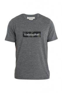 ICEBREAKER Mens Merino 150 Tech Lite II SS Tee Natural Shades Logo, Gritstone Heather velikost: L