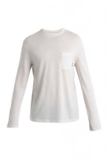 ICEBREAKER Mens Merino 150 Tech Lite III LS Relaxed Pocket Tee, Ecru Heather velikost: M