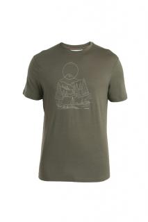 ICEBREAKER Mens Merino 150 Tech Lite III SS Tee Sunset Camp, Loden velikost: L