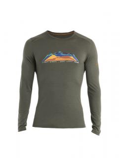 ICEBREAKER Mens Merino 200 Oasis LS Crewe 7 Mountain Tops, Loden velikost: XXL