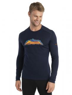 ICEBREAKER Mens Merino 200 Oasis LS Crewe 7 Mountain Tops, Midnight Navy velikost: S