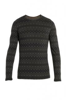 ICEBREAKER Mens Merino 200 Oasis LS Crewe First Snow, Black/Loden/Aop velikost: L