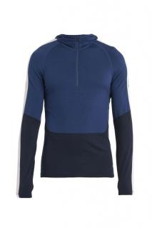 ICEBREAKER Mens Merino 200 Sonebula LS Half Zip Hood, Mid Nvy/Royal Nvy/Snow velikost: S