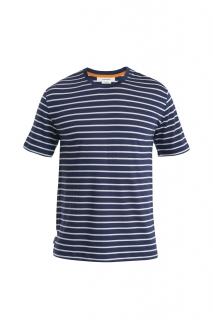 ICEBREAKER Mens Merino Drayden SS Tee Stripe, Midnight Navy/Snow velikost: L