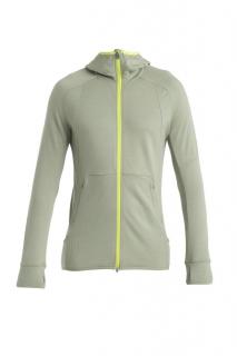 ICEBREAKER Mens Merino Quantum ZoneKnit™ LS Zip Hoodie, Lichen/Hyper (vzorek) velikost: M