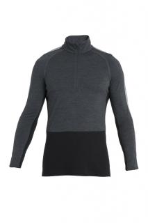 ICEBREAKER Mens Merino ZoneKnit 200 LS Half Zip, Jet Heather/Black/Metro H velikost: L