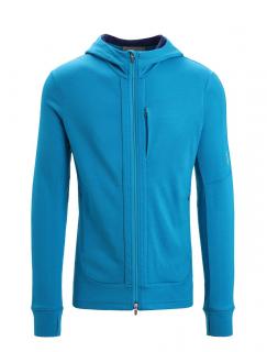 ICEBREAKER Mens Quantum III LS Zip Hoodie, Geo Blue/Royal Navy velikost: XL