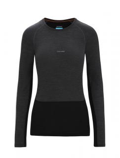 ICEBREAKER Wmns 125 ZoneKnit LS Crewe, Jet Heather/Black/Metro Heather velikost: M