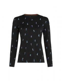 ICEBREAKER Wmns 200 Oasis LS Crewe Ski Day, Black/Aop (vzorek) velikost: S