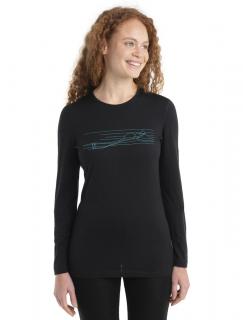 ICEBREAKER Wmns 200 Oasis LS Crewe Ski Stripes, Black velikost: L