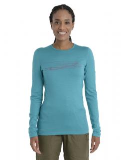 ICEBREAKER Wmns 200 Oasis LS Crewe Ski Stripes, Flux Green velikost: S