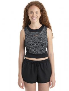 ICEBREAKER Wmns Merino 125 ZoneKnit Cropped BraTankTopo, Black/Snow/Aop velikost: L