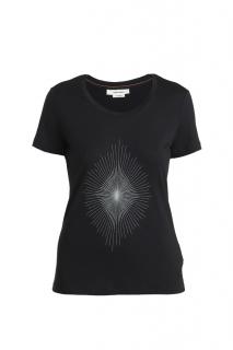 ICEBREAKER Wmns Merino 150 Tech Lite III SS Scoop Tee Light Forms, Black (vzorek) velikost: S