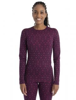 ICEBREAKER Wmns Merino 200 Oasis LS Crewe First Snow, Nightshade/Tempo/Aop velikost: M