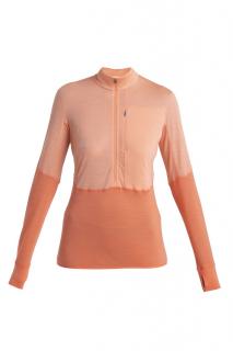 ICEBREAKER Wmns Merino 200 Realfleece™ Descender LS Half Zip, Glow/Tang/Cb (vzorek) velikost: S